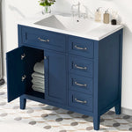 ZUN 36" Bathroom Vanity with Sink Combo, Blue Bathroom Cabinet with Drawers, Solid Frame and MDF Board 11515323