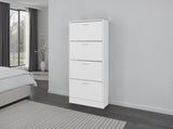 Kobuk 4 Door Shoe Rack, 4 Shelves, White B097P480475