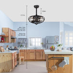 ZUN 18.1" Caged Ceiling Fan with Remote Control,Timer, 3 Speeds Indoor Ceiling Fan for Farmhouse, W1592P154185