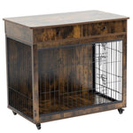 ZUN Dog Crate Furniture, Wooden Dog Crate End Table, 38.4 Inch Dog Kennel with 2 Drawers Storage, Heavy W1422109448