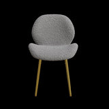 Modern minimalist grey teddy velvet Dining Chairs Set of 2 with sturdy gold metal legs and W1727P251125