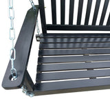 Front Porch Swing with Armrests, Wood Bench Swing with Hanging Chains,for Outdoor Patio ,Garden W49543721