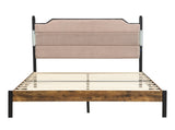 King Bed Frame , Upholstered headboard with Charging and Touch sensitive LED Lights, Under Bed W311P416228