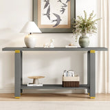 U_Style 62.9" Modern Minimalist Console Table, Solid Wood Entryway Sofa Table with Metal Accents, N711P289140E