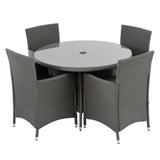 ZUN 5 Piece Outdoor Dining Set All-Weather Wicker Patio Dining Table and Chairs with Cushions, Round 25238581