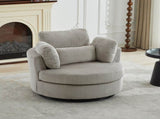 42''W Swivel Accent Chair With 2 Thorw Pillows 360 Degree Swivel Round Sofa Modern Oversized Chair W1298P199186
