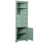 ZUN Green Triangle Tall Cabinet with 3 Drawers and Adjustable Shelves for Bathroom, Kitchen or Living WF306469AAG