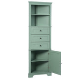 ZUN Green Triangle Tall Cabinet with 3 Drawers and Adjustable Shelves for Bathroom, Kitchen or Living WF306469AAG