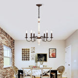 Retro white and Rust Color Chandelier With Light Fixture 6 Light Pendant Light W1592P233588