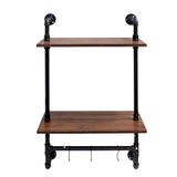 Industrial Pipe Shelf 3 Tier and 2 Tier Wall Mounted Shelves 36in Wood Display Shelves, and 3 W331P279737