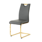 ZUN Modern Charcoal PU dining chair Living room chair upholstered chair, Gold-plated metal chair leg W210P199114