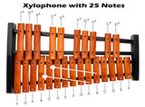 25 Notes Xylophone with 2 Mallets & Carrying Bag, Hardwood Pine Wood Brown Black for Beginners 03572341