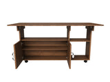 Multi-Functional Folding Table with Storage Shelves and Wheels, 47 Inch Foldable Dining Table for 61675914