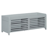 TREXM Distressed Shutter Storage Bench with Acacia Veneer for Retro Charm for Living Room, Entryway N715P196968E