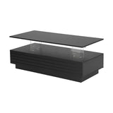 Modern Black Rectangular LED Lights Coffee Table with 2 drawers in 47.2" N735P250962B