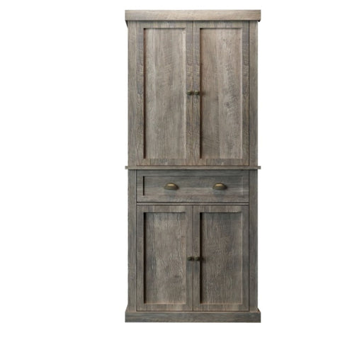 ZUN Particleboard veneer vintage grey 4 doors 1 drawer wooden wardrobe N001 29390499