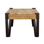 ZUN Natural and Matte Black Top Coffee Table B062P153630