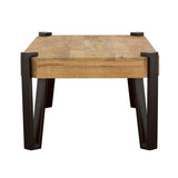 ZUN Natural and Matte Black Top Coffee Table B062P153630