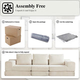 108'' Modular Sectional 3-Seater Cloud Sofa,Corduroy Convertible Sofa Bed ,living room. 92004824