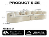 Curved Sectional Sofa, 111.5-inch Oversized Modern Bone-Free Cloud Sofa with 6 Pillows Luxury W3505P456570