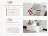 White Tree-Shaped Bookshelf, 10 Open Shelves & Foldable Fabric Drawer, Space-Saving Corner Design 35034916