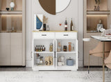 47.95" Farmhouse Buffet Cabinet Storage Sideboard with 2 Drawers and 4 Doors for Dining Living Room W282138088