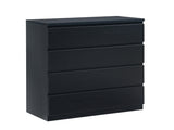 4 Drawer Dresser,Modern Storage Chest of Drawers,31.5In Black Dresser for Closet with Handle-Free W3151P288870