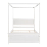 Wood Canopy Bed with Trundle Bed ,Full Size Canopy Platform bed With Support Slats .No Box Spring WF291343AAK