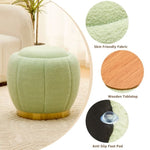 ZUN Storage Ottoman, Modern Round Floral Footrest with Soft Padded Seat, Teddy Velvet Footstool, Accent 38992663