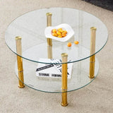 Contemporary Minimalist Double Layer Tempered Glass Coffee Table - 27.5" Top and 23.6" W1512P355039