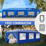 ZUN 10'x30' Outdoor Party Tent with 8 Removable Sidewalls, Waterproof Canopy Patio Wedding Gazebo, Blue 03964821