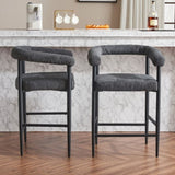 Modern Upholstered Bar Stools Set of 2, Boucle Fabric Counter Height Chairs with Metal Frame & W1901P264275