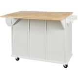 Kitchen Cart with Rubber wood Drop-Leaf Countertop ,Cabinet door internal storage racks,Kitchen 57726272