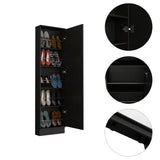 Black Wengue Rectangle Tall Shoe Cabinet with Mirror B06280407