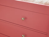 Pink painted MDF wood, three-drawer children's bed, 90.5*58*92cm, with safety belt and changing 87456893