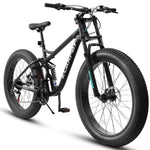 ZUN A26309 26 inch Mountain Bike,Full-Suspension 21 Speeds Drivetrain with Disc-Brake MTB Bicycle, 26*4" W1856P153474