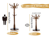 Freestanding Wooden Coat Rack, Vintage Natural Birch Wood Coat Tree with Hooks, Sturdy Hall Tree for 78593555