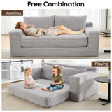 Loveseat Sofa with Memory Foam & Steel Frame - No Assembly, Convertible 2-in-1 Design, Corduroy W2959P272125