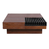 ITALIAN RETRO - INSPIRED ACACIA WOOD STORAGE COFFEE TABLE ,BROWN & BLACK COLOR N770P270584B