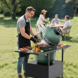 Outdoor Grill Table for Big Green Egg Style BBQ, Metal Grill Cart 2 Folding Panels, Compatible 82804364