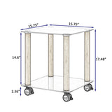 ZUN 2-Piece White+Oak Side Table , 2-Tier Space End Table ,Modern Night Stand, Sofa table, Side Table 88429207