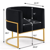 ZUN Upholstered Velvet Accent Chair with Golden Metal Stand,Mid-Century Living Room Leisure Chair with W2186137441