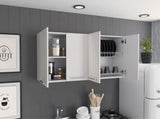 Stockton Rectangle Four Swing Doors Wall Cabinet White B06280442