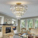 (Same as W1340102252/L5001) Gold Crystal Chandeliers,5-Tier Round Semi Flush Mount Chandelier Light W1340P189283