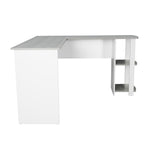 ZUN Modern L-Shaped Desk with Side Shelves, Grey 56413101