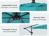 10ft Umbrella Hanging Offset Market Outdoor Sun Shade For Deck Poolside Easy Tilt Cross Base 70315127