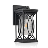 1-pack Black Outdoor Wall Lantern with Crackled Glass, Weather-Resistant Exterior Light Fixture for W1340P239410