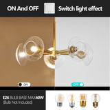Modern Gold 5-Light Sputnik Chandelier with Clear Glass Shades, Mid-Century Hanging Pendant Light W1340P233172