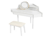 Modern Corner Makeup Vanity Desk with Large Storage, LED Mirror & Stool, Brightness Adjustable, N844P263664A