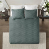 3 Piece Reversible Bedspread Set Balsam Green King B035P266674